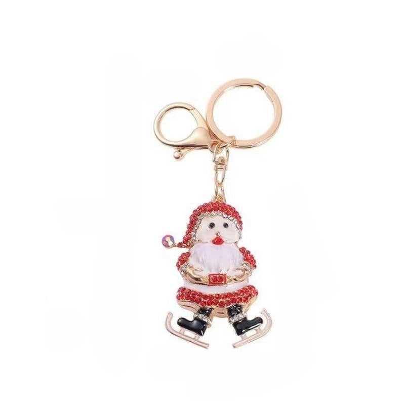 Wholesale Christmas Diamond Inlaid Alloy Keychains